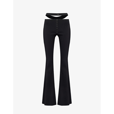 Mugler Cut-out Detailing Flared Trousers In Black