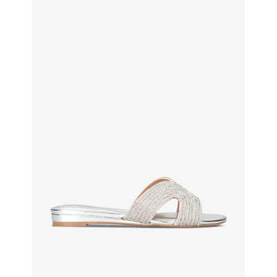 Carvela Womens Silver Gala Crystal-embellished Woven Sandals