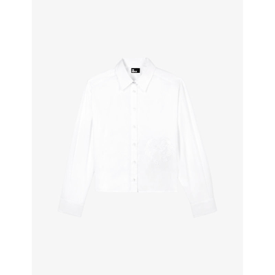 The Kooples Womens White Straight-hem Regular-fit Cotton Shirt