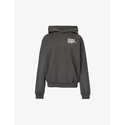 Sporty And Rich Exercise Often Logo-print Cotton-jersey Hoody In Faded Black