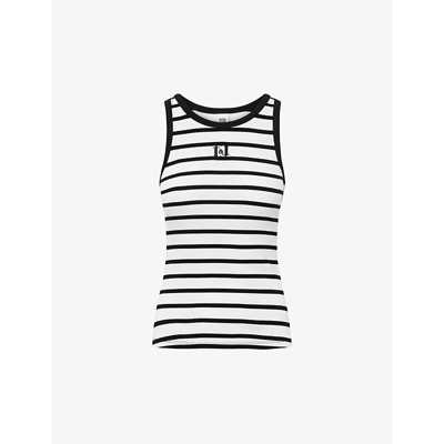 Twist & Tango Azra Racer-back Striped Stretch Organic-cotton Vest Top In Black Stripe