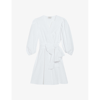 Claudie Pierlot Womens Naturels Wrap-front Puff-sleeve Cotton Mini Dress