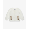 TROTTERS TROTTERS GIRLS OFF WHITE KIDS TEDDY BEAR BEAR-MOTIF COTTON AND WOOL-BLEND CARDIGAN 0-9 MONTHS