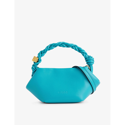 Ganni Algiers Blue Bou Leather-blend Top-handle Bag