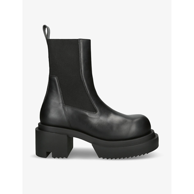 Rick Owens Beatle Bogun Platform Leather Chelsea Boots In Black