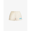SPORTY AND RICH SPORTY & RICH WOMEN'S CREAM WELLNESS LOGO-PRINT MID-RISE COTTON-JERSEY SHORTS