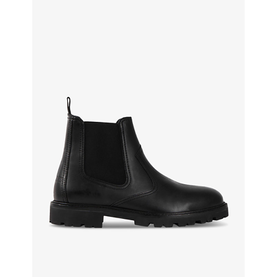 The Kooples Mens Black Logo-debossed Leather Chelsea Boots