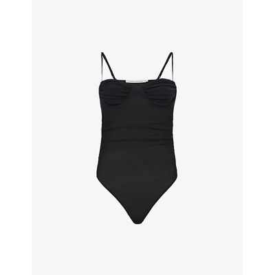 Camilla And Marc Womens Black Dblk Majorelle Sheer Stretch-woven Bodysuit