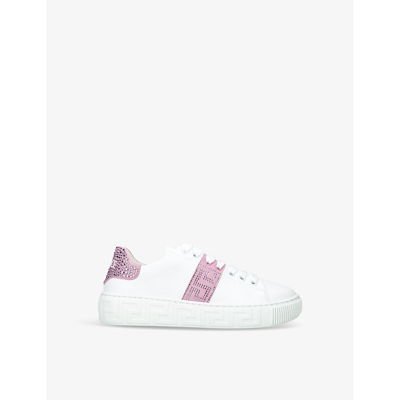 VERSACE LA GRECA BRAND-PRINT LEATHER LOW-TOP TRAINERS