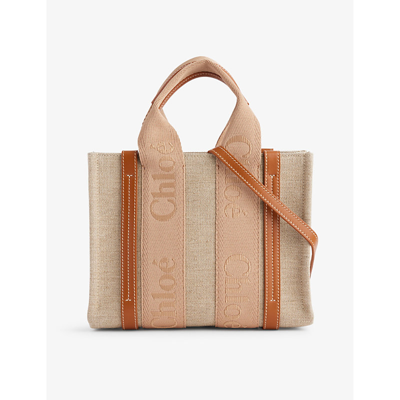 Chloé Chloe Womens Soft Tan Woody Canvas And Leather Shoulder Bag