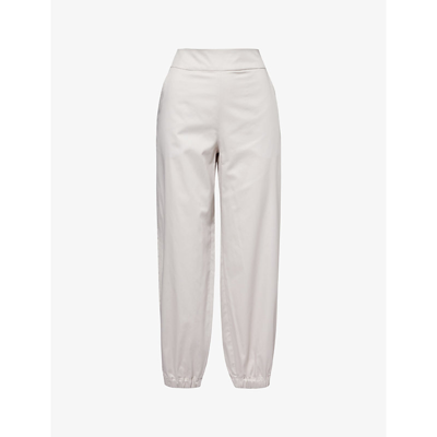 Max Mara Womens Stone Candela Cropped Tapered-leg Cotton Trousers