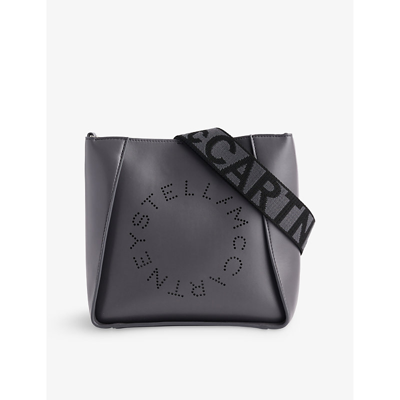 Stella Mccartney Womens Slate Circle-logo Faux-leather Cross-body Tote Bag