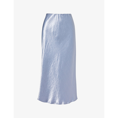 Max Mara Womens Sky Blue Alessio Flared-hem Satin Midi Skirt