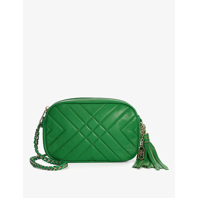 Dune Womens Green-leather Chancery Quilted Leather Cross-body Bag