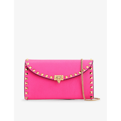 Valentino Garavani Womens Pink Pp Rockstud Leather Cross-body Bag