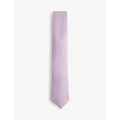 Ted Baker Mens Lilac Textured-weave Silk And Linen Tie