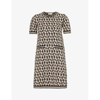 VALENTINO VLOGO-PATTERN FLARED-HEM WOOL MINI DRESS