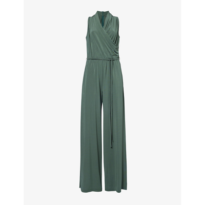 Weekend Max Mara Womens Green Nettare Wide-leg Stretch-woven Jumpsuit