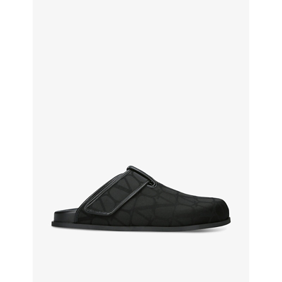 Valentino Garavani Mens Black Vlogo Leather Mules