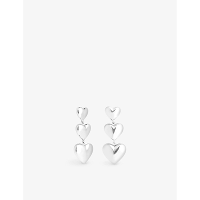 Astrid & Miyu Heart Drop Rhodium-plated Sterling-silver Drop Earrings In White