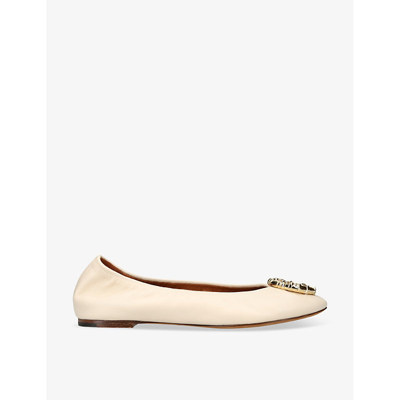 LANVIN LANVIN WOMENS BEIGE MELODIE BALLERINA LEATHER BALLET FLATS