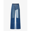 Marine Serre Regenerated Denim Monogram Wide Leg Trousers In Blue