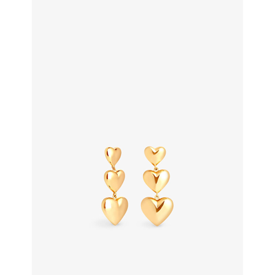 Astrid & Miyu Heart Drop 18ct Yellow Gold-plated Sterling-silver Drop Earrings In 18ct Gold