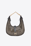Pinko Mini Brioche Bag Hobo Avec Strass All-over In Noir Limousine-or Brillant