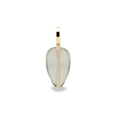 By Pariah Diamond Pebble Pendant Necklace In Green Amethyst,14k Gold,white Diamond