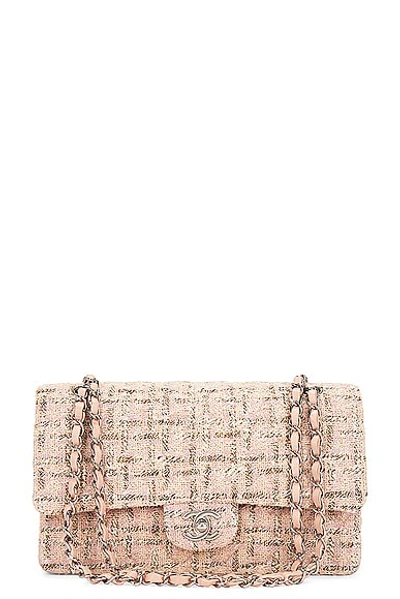 Pre-owned Chanel Tweed Matelasse Chain Shoulder Bag In Blush