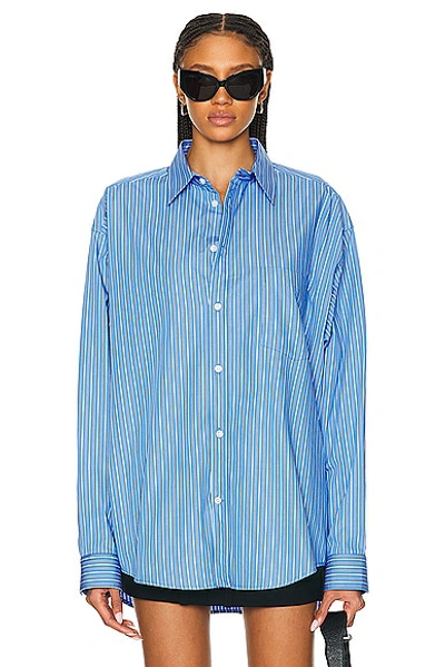 Balenciaga Regular Fit Shirt In Blue & White