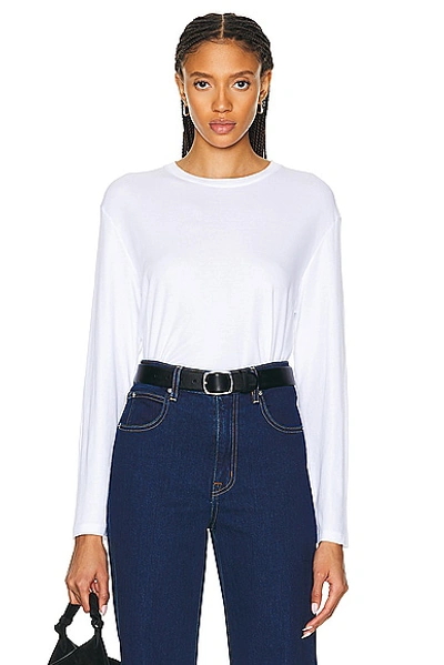 Enza Costa Supima Cotton Oversized Long Sleeve Top In White