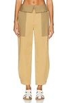 Frame Foldover Trouser Pants In Light Tan Multi