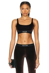 Tom Ford Stretch Lustrous Velour Signature Bralette Clothing In Chocolate Brown