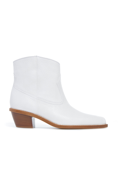 Gabriela Hearst Leduc Leather Ankle Boots In White
