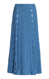 Gabriela Hearst Castel Open-knit Cashmere Midi Skirt In Blue