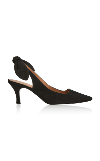 Flattered Franchesca Bow-detailed Suede Slingback Pumps In Black