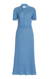 Gabriela Hearst Amor Ribbed Cashmere-silk Midi Dress In Light Blue Denim
