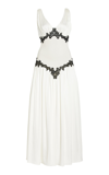 Gabriela Hearst Highland Appliqued Silk Maxi Dress In Black,white