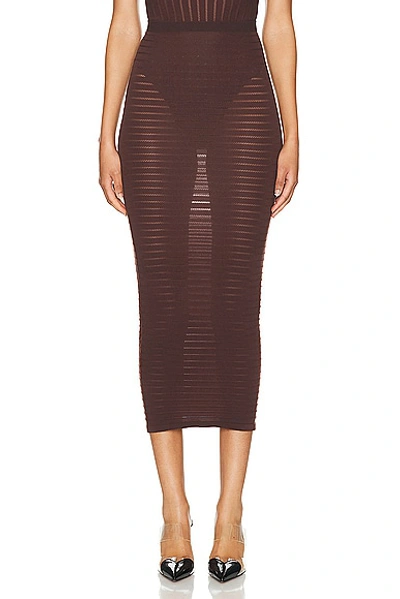 Alaïa Striped Maxi Skirt In Brown