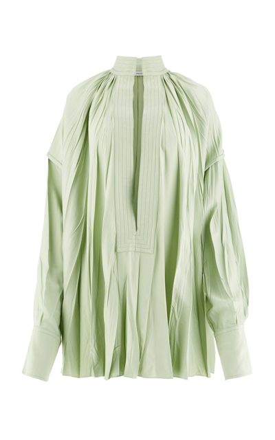 Ferragamo Oversized Satin Top In Sage