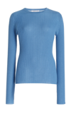 Gabriela Hearst Browning Ribbed Cashmere-silk Sweater In Blue