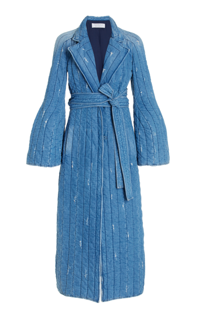 Gabriela Hearst Dalloway Quilted Cotton-blend Coat In Light Blue Denim