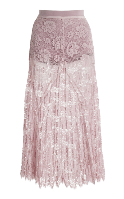 Michael Kors Sheer Lace Midi Skirt In Pink