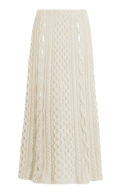 Gabriela Hearst Callum Cable-knit Cashmere Midi Skirt In Ivory