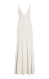 Gabriela Hearst Brigita V-neck Suede Maxi Dress In Ivory