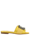 Manolo Blahnik Martamod Embellished Satin Mules In Yellow