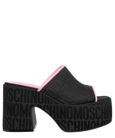 Moschino 110mm Logo-jacquard Mules In Black