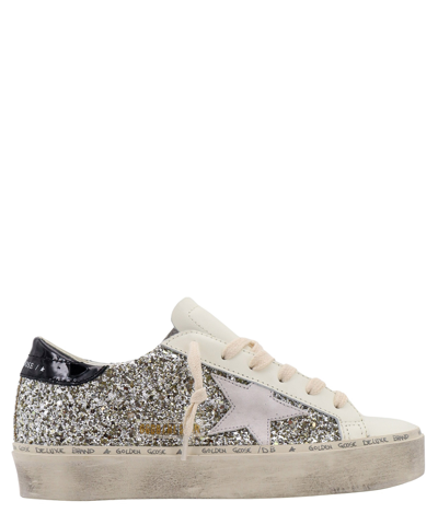 Golden Goose Hi Star Glitter Trainers In Silver
