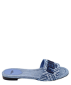 Fendi Signature Flat Slides In Blue